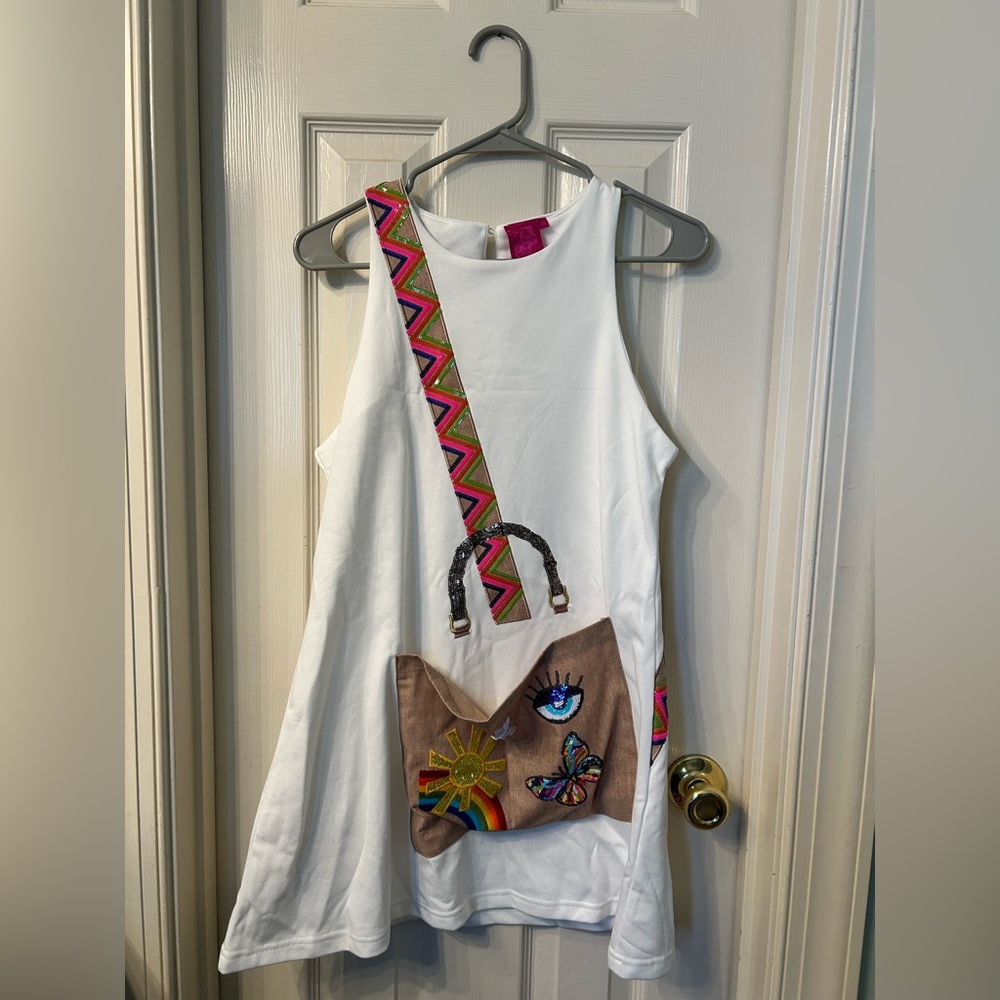 QUEEN OF SPARKLES White Dress with Colorful Embellishments